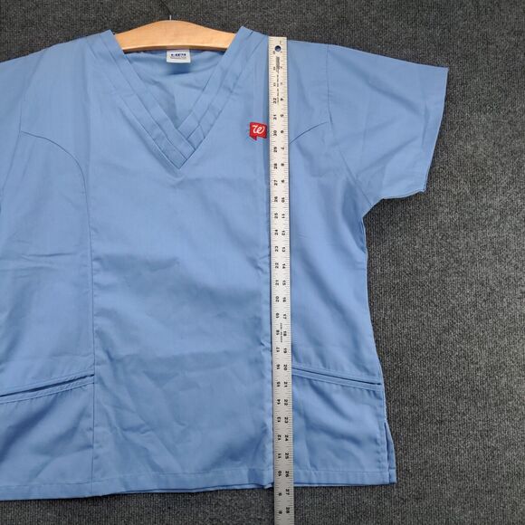 Walgreens Women's Scrub Top Blue Large Short Sleeve Front Pocket Poly Blend - Picture 11 of 13